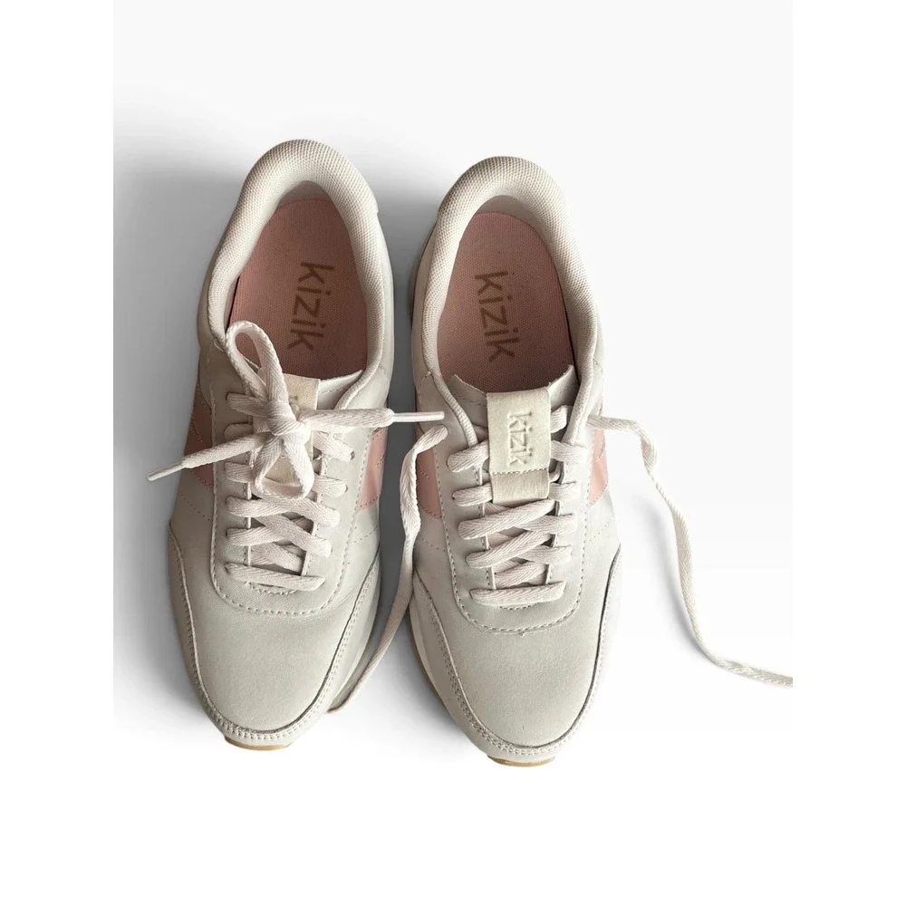 Kizik Milan Hands-Free Sneakers Sand Rose Suede Leather Low Top Womens Size 7